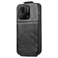 Zipper Pocket Xiaomi Redmi 10A Vertical Flip Case - Black