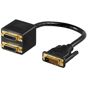 Goobay Dual Link DVI-D Male / 2 Dual Link DVI-D Female Adapter Cable - Black