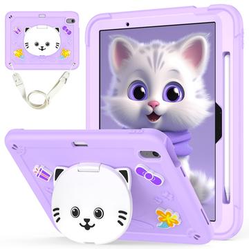 iPad Air 11 2024/2025 Cute Cat Hybrid Case with Kickstand - Light Purple