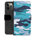 iPhone 12 Pro Max Premium Wallet Case - Blue Camouflage