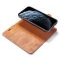iPhone 13 DG.Ming Detachable Wallet Leather Case - Brown
