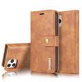 iPhone 13 DG.Ming Detachable Wallet Leather Case - Brown