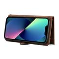 iPhone 13 Esseble Zipper Wallet Case with Wrist Strap - Brown