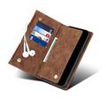 iPhone 13 Esseble Zipper Wallet Case with Wrist Strap - Brown
