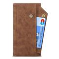 iPhone 13 Esseble Zipper Wallet Case with Wrist Strap - Brown