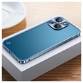iPhone 13 Metal Bumper with Tempered Glass Back - Blue