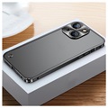 iPhone 13 Mini Metal Bumper with Tempered Glass Back - Black