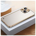 iPhone 13 Mini Metal Bumper with Tempered Glass Back - Gold