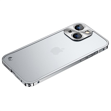 iPhone 13 Mini Metal Bumper with Tempered Glass Back - Silver