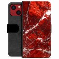 iPhone 13 Mini Premium Wallet Case - Red Marble