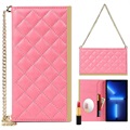 iPhone 13 Mini Wallet Case with Makeup Mirror - Pink