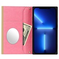 iPhone 13 Mini Wallet Case with Makeup Mirror - Pink