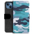 iPhone 13 Premium Wallet Case - Blue Camouflage