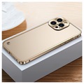 iPhone 13 Pro Max Metal Bumper with Tempered Glass Back - Gold