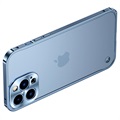 iPhone 13 Pro Metal Bumper with Tempered Glass Back - Blue