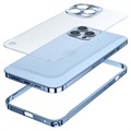 iPhone 13 Pro Metal Bumper with Tempered Glass Back - Blue