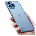 iPhone 13 Pro Metal Bumper with Tempered Glass Back - Blue