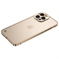 iPhone 13 Pro Metal Bumper with Tempered Glass Back - Gold