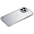 iPhone 13 Pro Metal Bumper with Tempered Glass Back - Silver