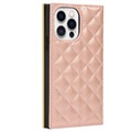 iPhone 13 Pro Wallet Case with Makeup Mirror - Rose Gold