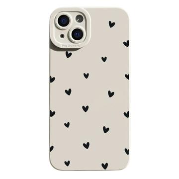 iPhone 14 Heart Pattern Slim TPU Case - White / Black