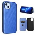 iPhone 14 Max Flip Case - Carbon Fiber - Blue