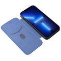 iPhone 14 Max Flip Case - Carbon Fiber - Blue