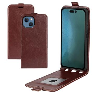 iPhone 14 Max Vertical Flip Case with Card Slot - Brown