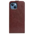 iPhone 14 Max Vertical Flip Case with Card Slot - Brown