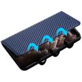 iPhone 14 Max Wallet Case - Carbon Fiber - Blue