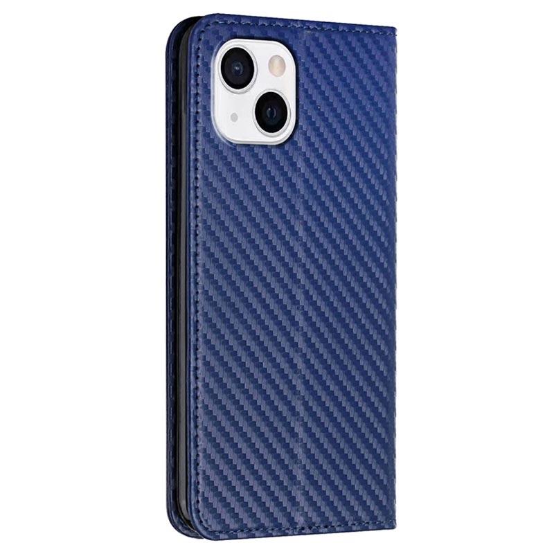 iPhone 14 Plus Wallet Case Carbon Fiber Blue