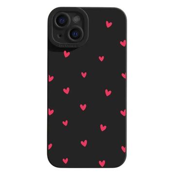 iPhone 14 Plus Heart Pattern Slim TPU Case - Black / Red