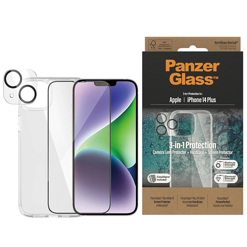 iPhone 14 Plus PanzerGlass 3-in-1 Protection Pack - Clear