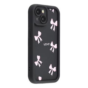 iPhone 14 Plus Stylish Shockproof TPU Case with Raised Edges - Black / Bow