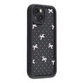iPhone 14 Plus Stylish Shockproof TPU Case with Raised Edges - Black / Polka Dot Bow