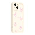 iPhone 14 Plus Stylish Shockproof TPU Case with Raised Edges - White / Bow