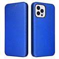 iPhone 14 Pro Max Flip Case - Carbon Fiber - Blue