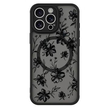 iPhone 14 Pro Max Stylish Protective Magnetic Case - Ink Flowers