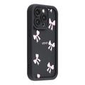 iPhone 14 Pro Max Stylish Shockproof TPU Case with Raised Edges - Black / Bow