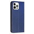 iPhone 14 Pro Max Wallet Case - Carbon Fiber - Blue