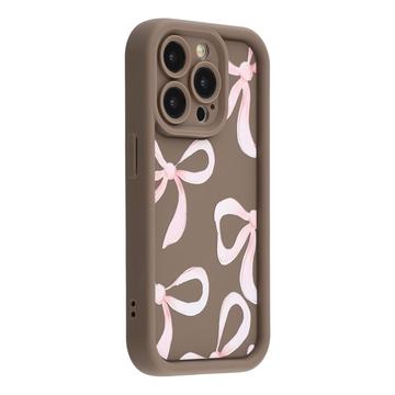 iPhone 14 Pro Stylish Shockproof TPU Case with Raised Edges - Brown / Big Bow