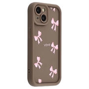 iPhone 14 Stylish Shockproof TPU Case with Raised Edges - Brown / Bow