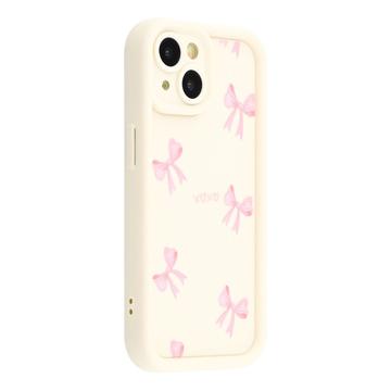 iPhone 14 Stylish Shockproof TPU Case with Raised Edges - White / Bow