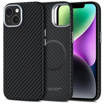 iPhone 14 Tech-Protect Ion Carbon Plastic Case - MagSafe Compatible - Black / Silver