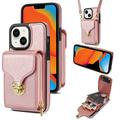 iPhone 15 All-in-One Case with Wallet & Strap - Rose Gold