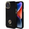 iPhone 15 Guess 4G Strass Metal Logo Liquid Silicone Case - Black