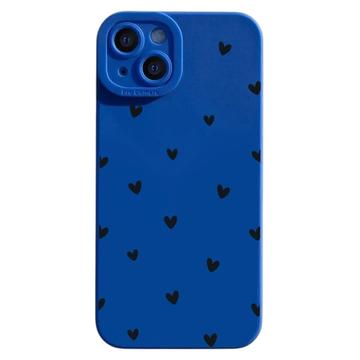 iPhone 15 Heart Pattern Slim TPU Case - Blue / Black