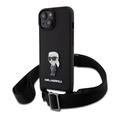 iPhone 15 Karl Lagerfeld Saffiano Crossbody Metal Iconic Case - Black