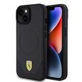 iPhone 15 Plus Ferrari Carbon Metal Logo Mag Case - Black