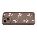 iPhone 15 Plus Stylish Shockproof TPU Case with Raised Edges - Brown / Bow